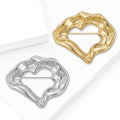 Polished Irregular Heart Ring Brooch in Two Metal Tones view 2
