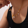 Gold Clover Charm Bracelet Necklace Heart Star Beads view 4