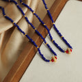 Blue Faceted Bead Necklace Gold Crystal Ring Red Accents view 2