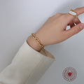 Open Link Chain Bracelet Gold Steel Tone Metal Alloy view 3