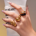 Chunky Open Bypass Rings Polished And Enamel Styles view 2