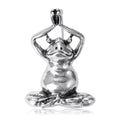 Yoga Frog Enamel Brooch In Silver And Green Decorative Lapel Pin view 1