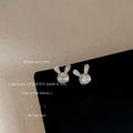 Pearl Bow Circle Red White Silver Bunny Stud Earrings Set view 9