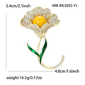 Yellow Center Crystal Petal Flower Brooch in Yellow view 5