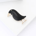 Matte Black Crow Brooch With Gold Tone Beak and Legs view 4