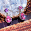 Teardrop Halo Dangle Earrings In Five Stone Colors view 4