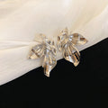 Layered Sculptural Leaf Stud Earrings in Two Tones view 7