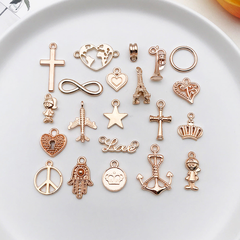 KC Gold Tone Iron Airplane Ship Wheel Star Charm Pendants for DIY Bracelet Necklace