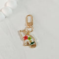 Gold Tone Pressed Flower Cat Resin Clip Keychains in Eight Designs view 7