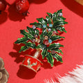 Potted Holly Leaf Christmas Tree Brooch With Multicolor Crystals view 2