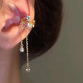 Gold Tone Pearl and Chain Ear Cuffs for Left or Right Ear view 3