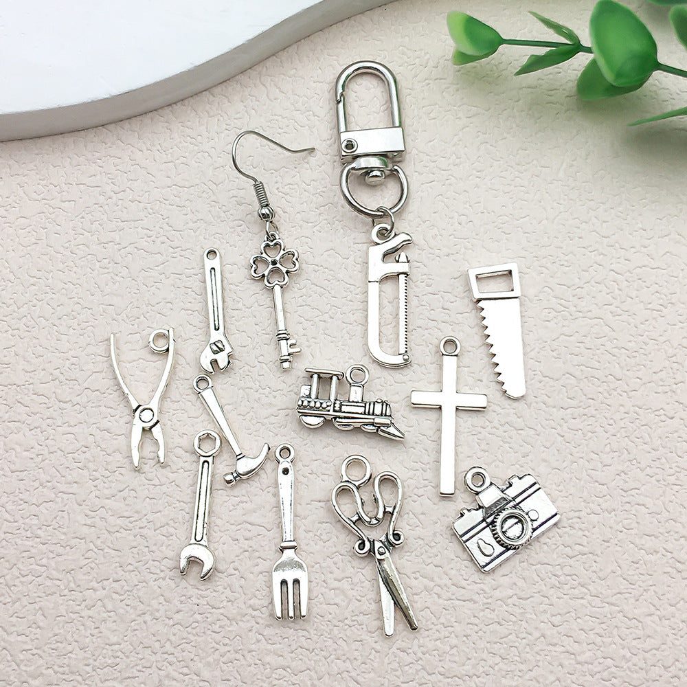 Zinc Alloy Cross Fork Scissors Gun Tool Charm Pendant for DIY Bracelet Jewelry