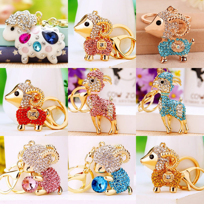 Jeweled Sheep and Goat Keychain Collection in Thirteen Options