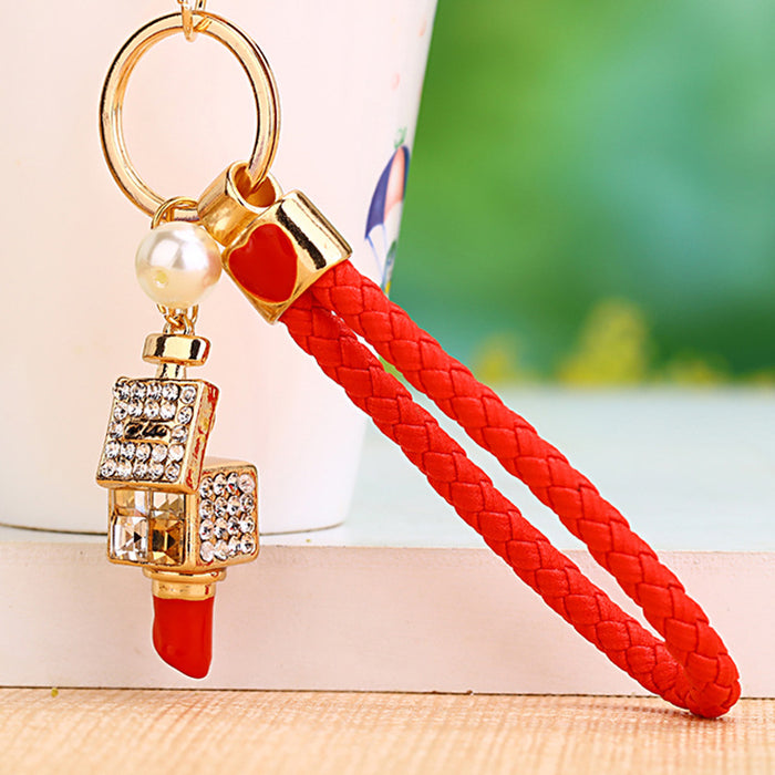 Mixed Jeweled Lipstick and Perfume Bottle Keychains in Nine Configurations