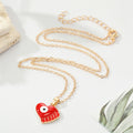 Gold Tone Enamel Winged Heart Evil Eye Pendant Necklaces view 2