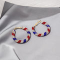 Red White and Blue Clear Stone Large Hoop Earrings view 1