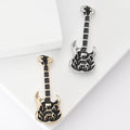 Black Electric Guitar Enamel Brooch In Silver And Gold Tone view 1