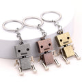 Metal Robot Figure Keychain in Bronze, Silver, and Copper Colors view 1