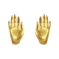 Matte Gold Palm Hand Stud Earrings with Mandala Center view 5