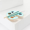 Enamel Artist Palette Brooch Two Brushes Blue or White Styles view 3