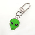 Silver Tone Green and White Alien Head Clip Keychains view 7