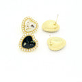 Gold Tone Pearl-Edged Pressed Flower Heart Stud Earrings view 5