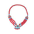 Multi Strand Bead Necklace Silver Filigree Turquoise Red view 5