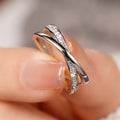 White Metal Crisscross Clear Stone Multi Band Ring Alloy view 2