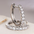 White Gold Clear Pave Mini Huggie Hoop Earrings Pair view 3