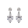 Silver Tone Heart Drop Earrings Pink Yellow Clear Colors view 5