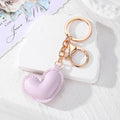 Puffy Leather Heart Keychains Lobster Clasp 10 Colors view 9