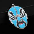 Peking Opera Mask Enamel Charm Pendant Red Blue Yellow Silver Tone view 2