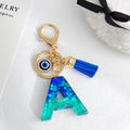Ombre Glitter Resin Letter Keychain With Evil Eye Charm view 2