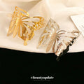 Openwork Butterfly Wing Wide Cuff Bracelet In Gold Or Silver Tone view 2