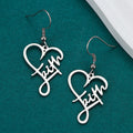 Four Silver Tone Faith Message Cross and Heart Hook Earrings view 1