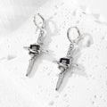 Gold and Silver Tone Crystal Dagger Huggie Drop Earrings view 10
