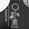 Five Antique Silver Turtle Metal Keychain Design Set view 3