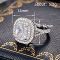 Silver Tone Square Double Halo Crystal Ring view 5