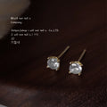 Gold Four Prong Clear Crystal Stud Earrings Minimal Pair view 2