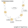 Flower Oval Link Necklace Bracelet Gold Silver Two-Tone Steel view 9