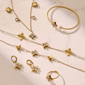 Gold Stainless Clover Flower Zircon Jewelry Set Pieces view 2
