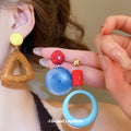 Color Block Resin Geometric Drop Earrings In Two Designs view 2