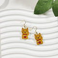 White or Yellow Lucky Cat Drop Earrings with Random Option view 3