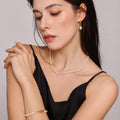 Freshwater Pearl Necklace Bracelet Hoop Earring Set Gold Tone view 2