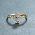 Marquise Halo Solitaire Side-Stone Ring In Polished Gold Tone view 5