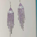 Rhinestone Fan Fringe Hook Earrings in Purple and Blue view 6