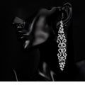 Silver Tone Crystal Scroll Chain Crystal Metal Dangle Earrings view 3