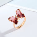 Gold Tone Butterfly Crystal Adjustable Open Rings in Ten Colors view 10