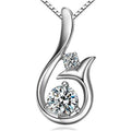 Silver Mermaid Tail Clear CZ Pendant Necklace Alloy view 2