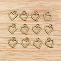 Small Open Heart Charms in Two Antique Metal Finishes view 3